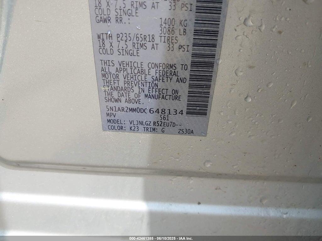 5N1AR2MM0DC648134 2013 NISSAN PATHFINDER photo no. 9