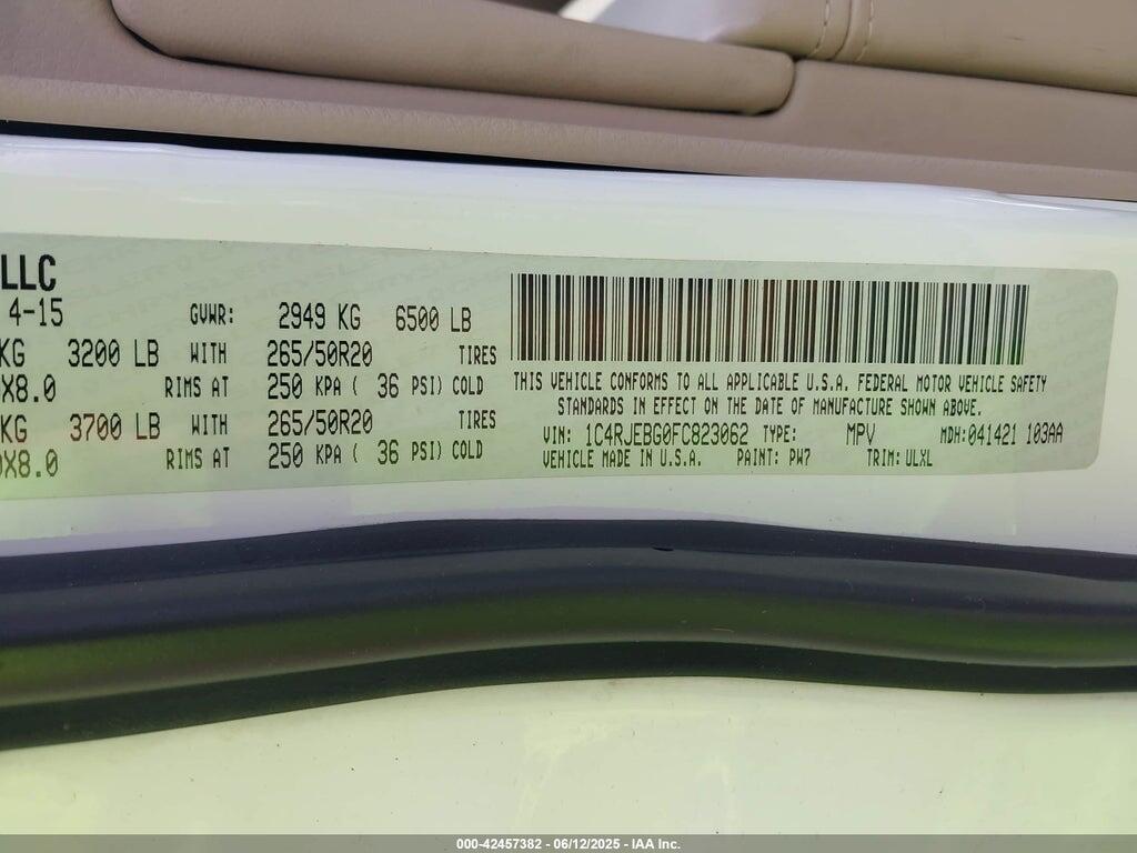 1C4RJEBG0FC823062 2015 JEEP GRAND CHEROKEE photo no. 9