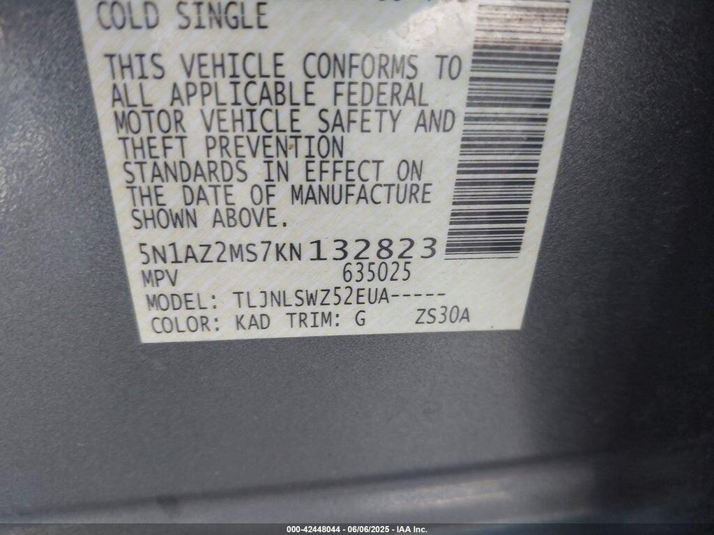 5N1AZ2MS7KN132823 2019 NISSAN MURANO photo no. 9
