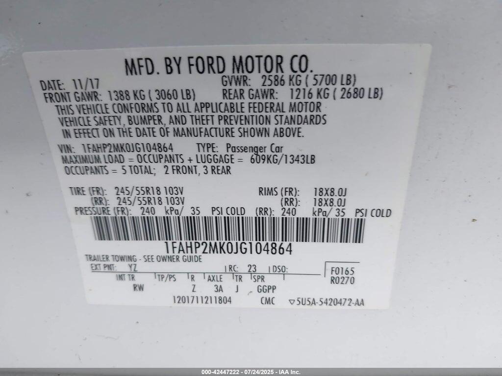 1FAHP2MK0JG104864 2018 FORD POLICE INTERCEPTOR photo no. 9