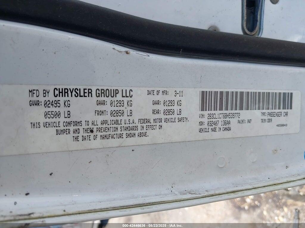 2B3CL1CT6BH539772 2011 DODGE CHARGER photo no. 9