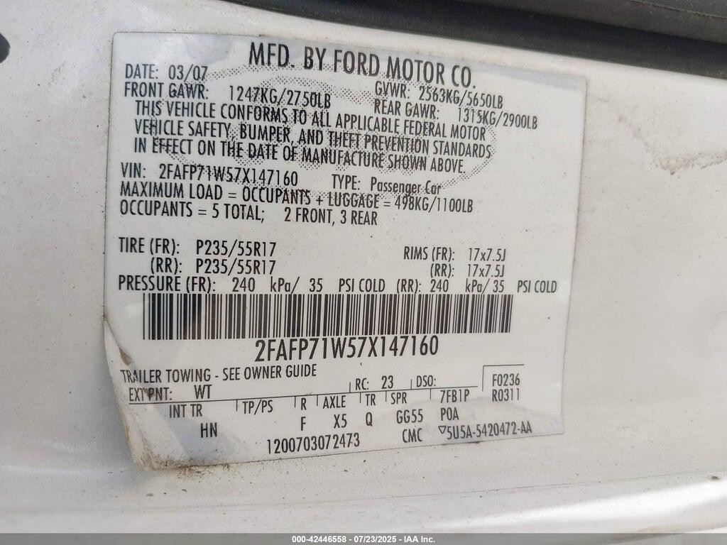 2FAFP71W57X147160 2007 FORD CROWN VICTORIA photo no. 9