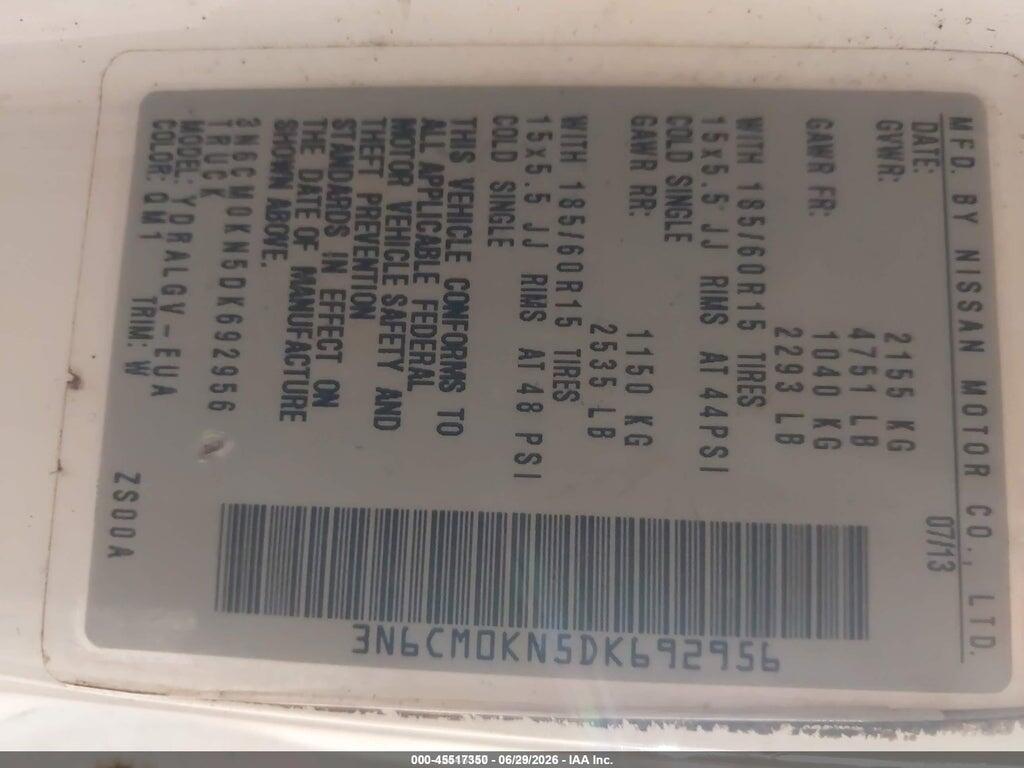 3N6CM0KN5DK692956 2013 NISSAN NV200 photo no. 9