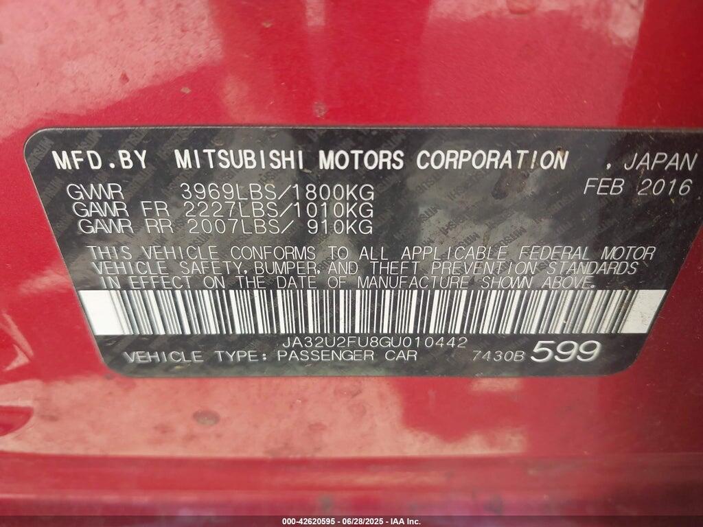 JA32U2FU8GU010442 2016 MITSUBISHI LANCER photo no. 9