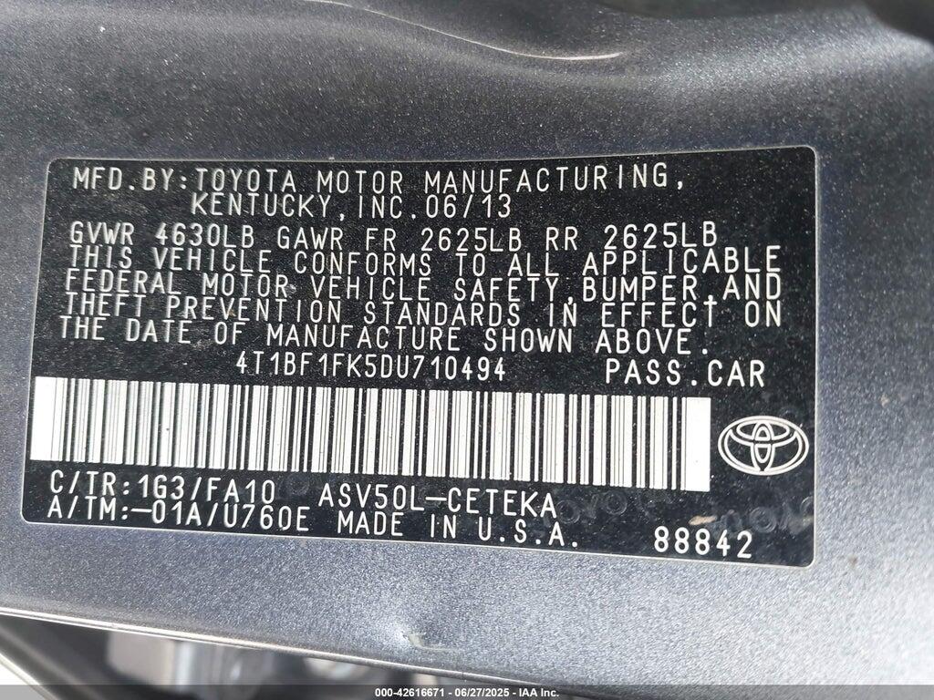 4T1BF1FK5DU710494 2013 TOYOTA CAMRY photo no. 9