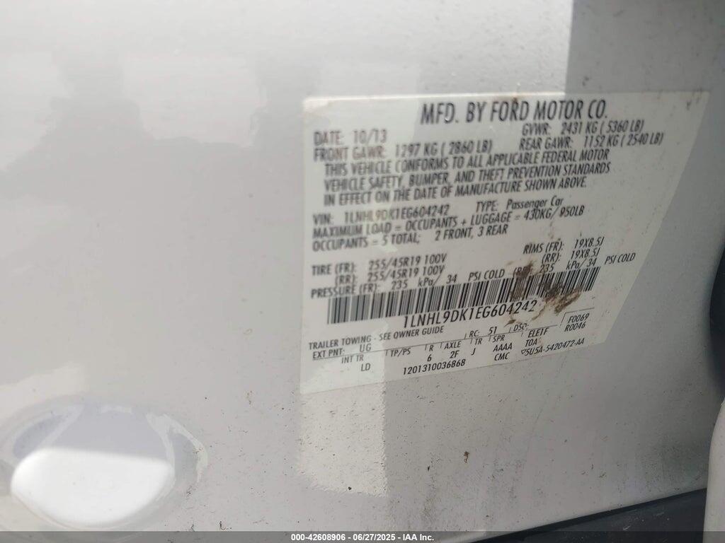 1LNHL9DK1EG604242 2014 LINCOLN MKS photo no. 9