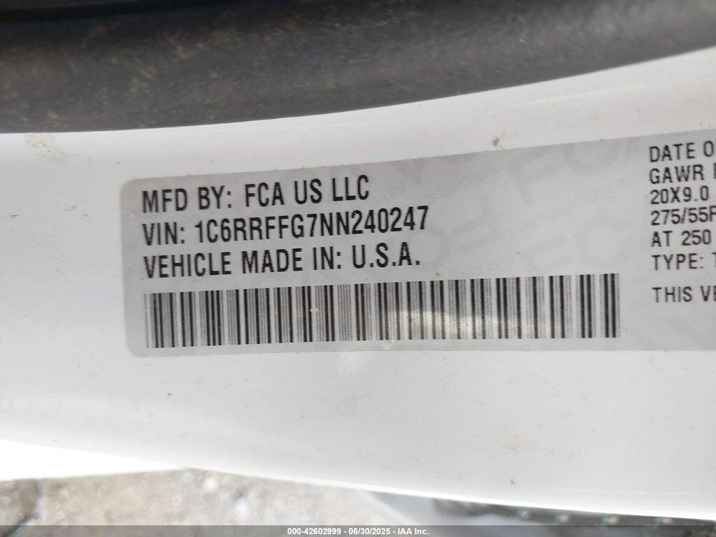 1C6RRFFG7NN240247 2022 RAM 1500 photo no. 9