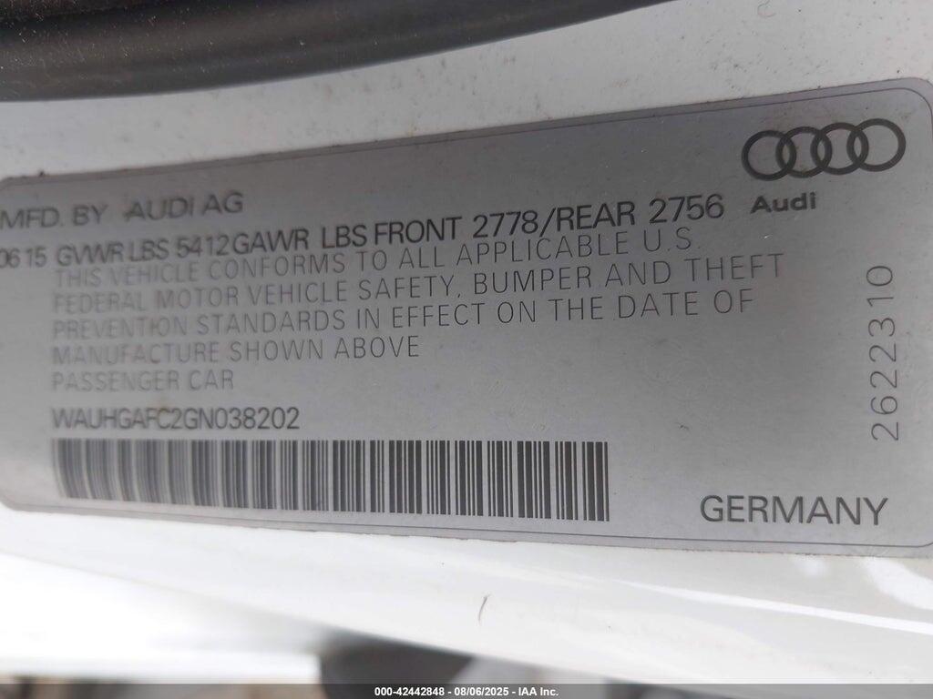 WAUHGAFC2GN038202 2016 AUDI A6 photo no. 9