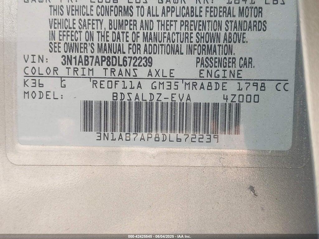3N1AB7AP8DL672239 2013 NISSAN SENTRA photo no. 9