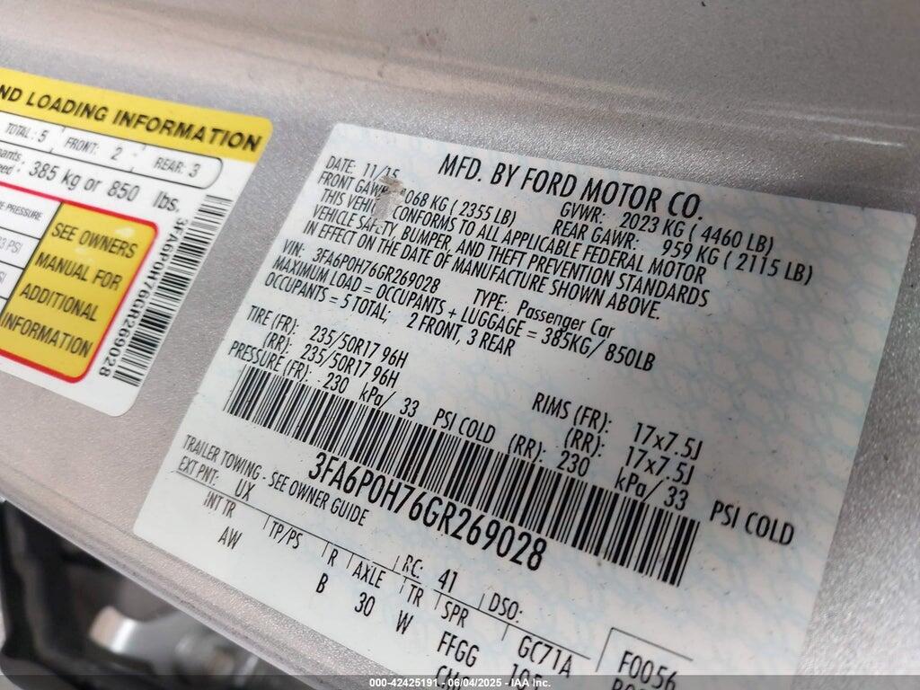3FA6P0H76GR269028 2016 FORD FUSION photo no. 9