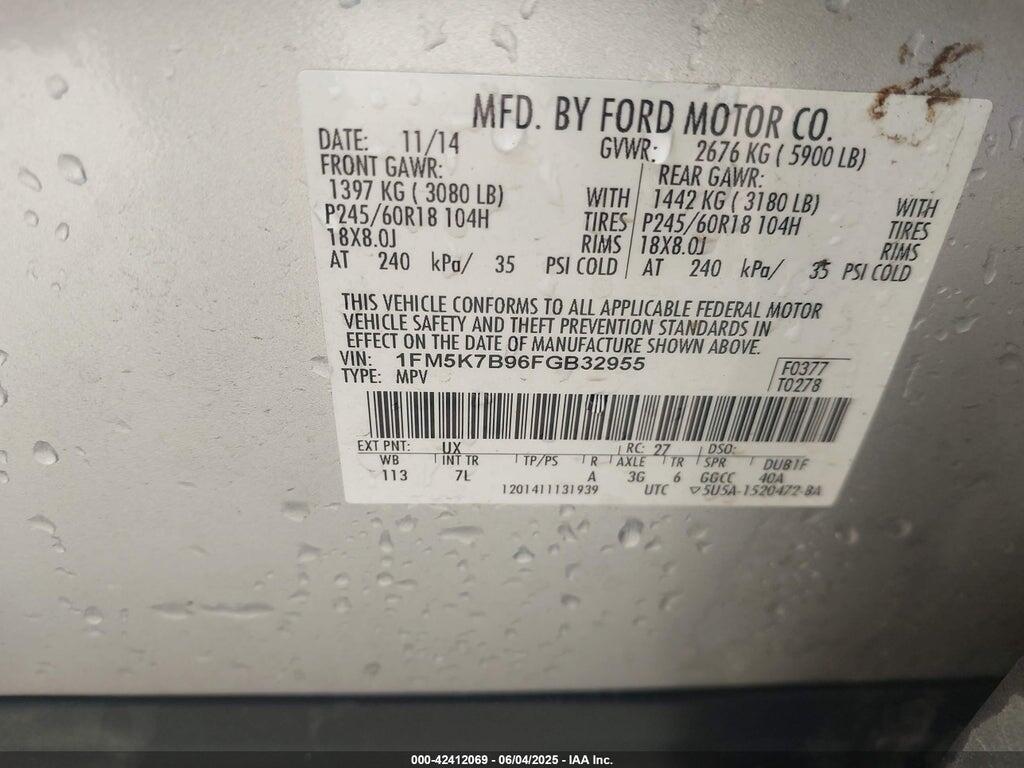 1FM5K7B96FGB32955 2015 FORD EXPLORER photo no. 9