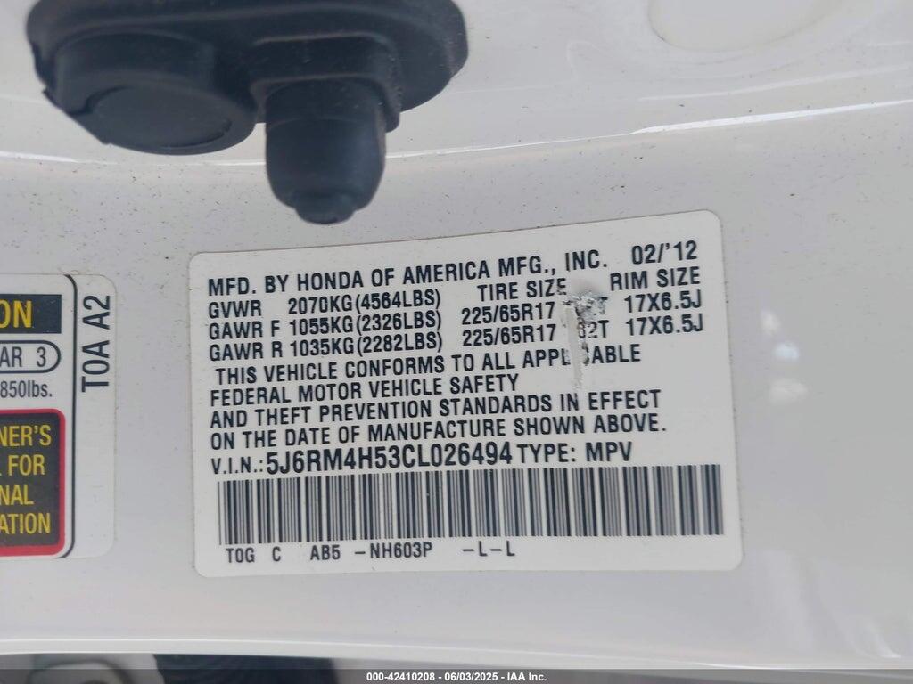 5J6RM4H53CL026494 2012 HONDA CR-V photo no. 9
