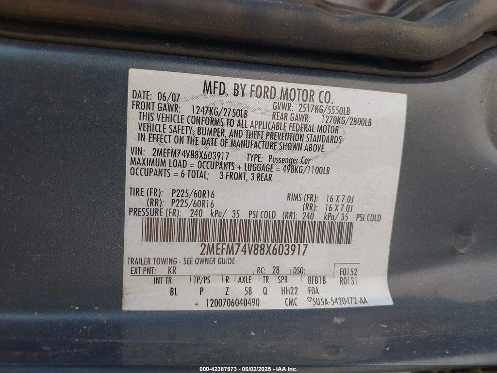 2MEFM74V88X603917 2008 MERCURY GRAND MARQUIS photo no. 9
