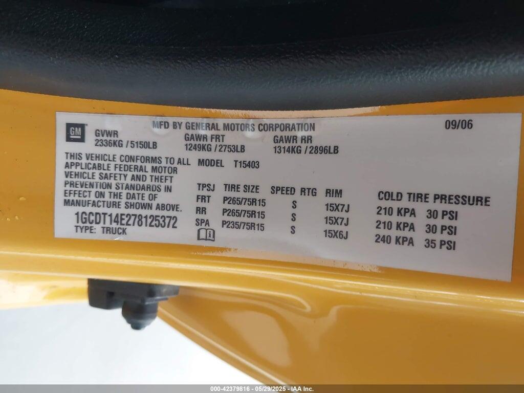 1GCDT14E278125372 2007 CHEVROLET COLORADO photo no. 9