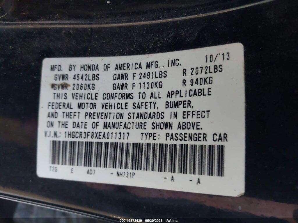 1HGCR3F8XEA011317 2014 HONDA ACCORD photo no. 9