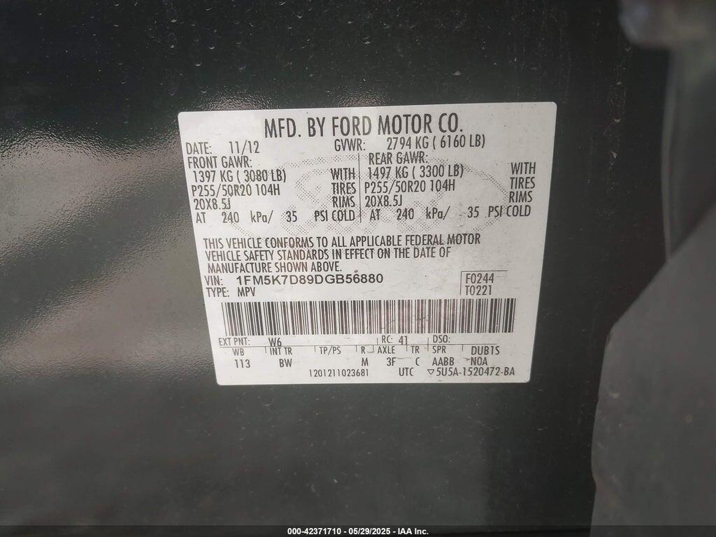 1FM5K7D89DGB56880 2013 FORD EXPLORER photo no. 9