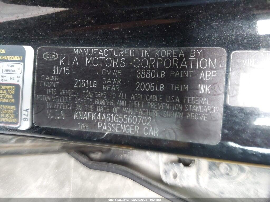 KNAFK4A61G5560702 2016 KIA FORTE photo no. 9