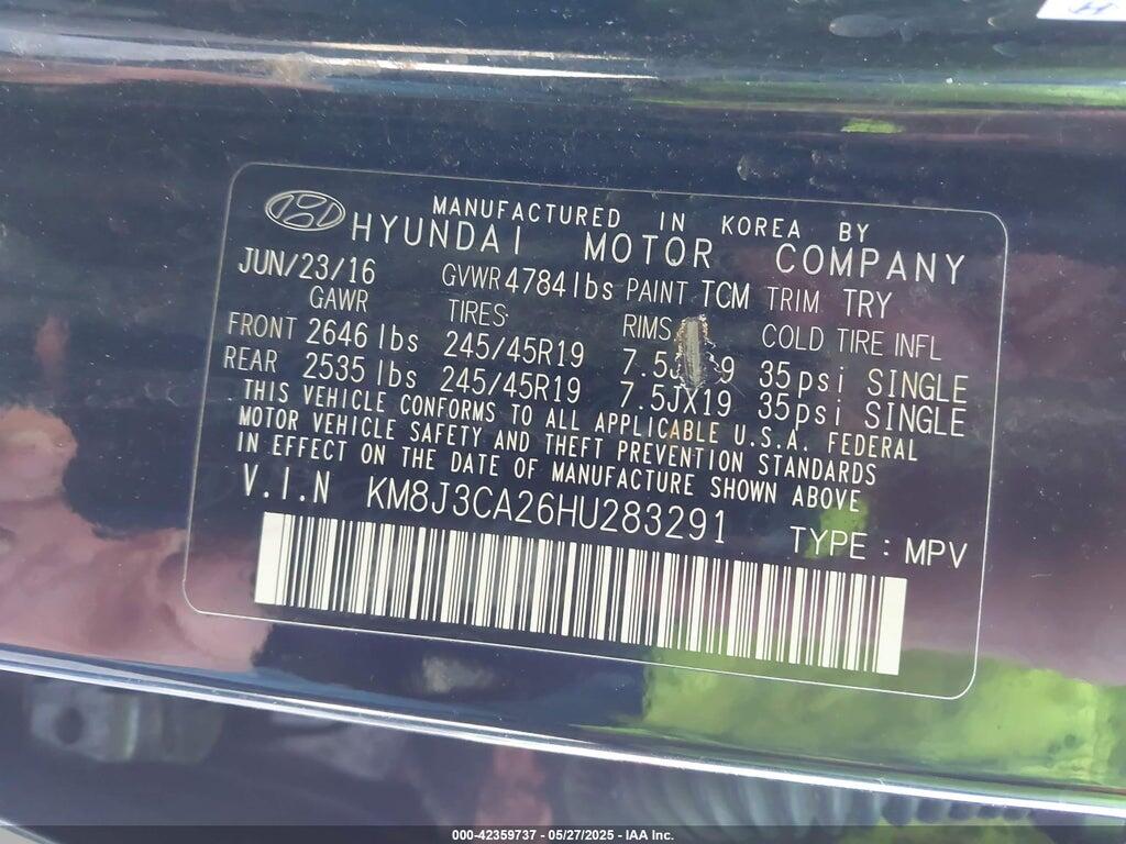 KM8J3CA26HU283291 2017 HYUNDAI TUCSON photo no. 9