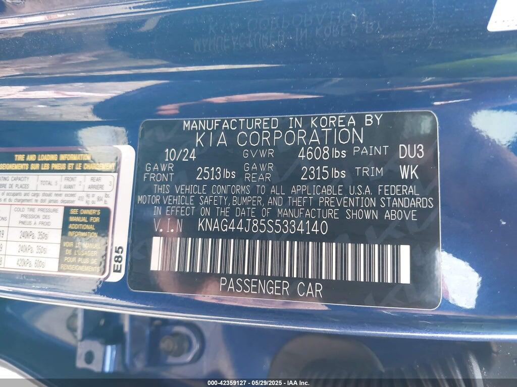 KNAG44J85S5334140 2025 KIA K5 photo no. 9
