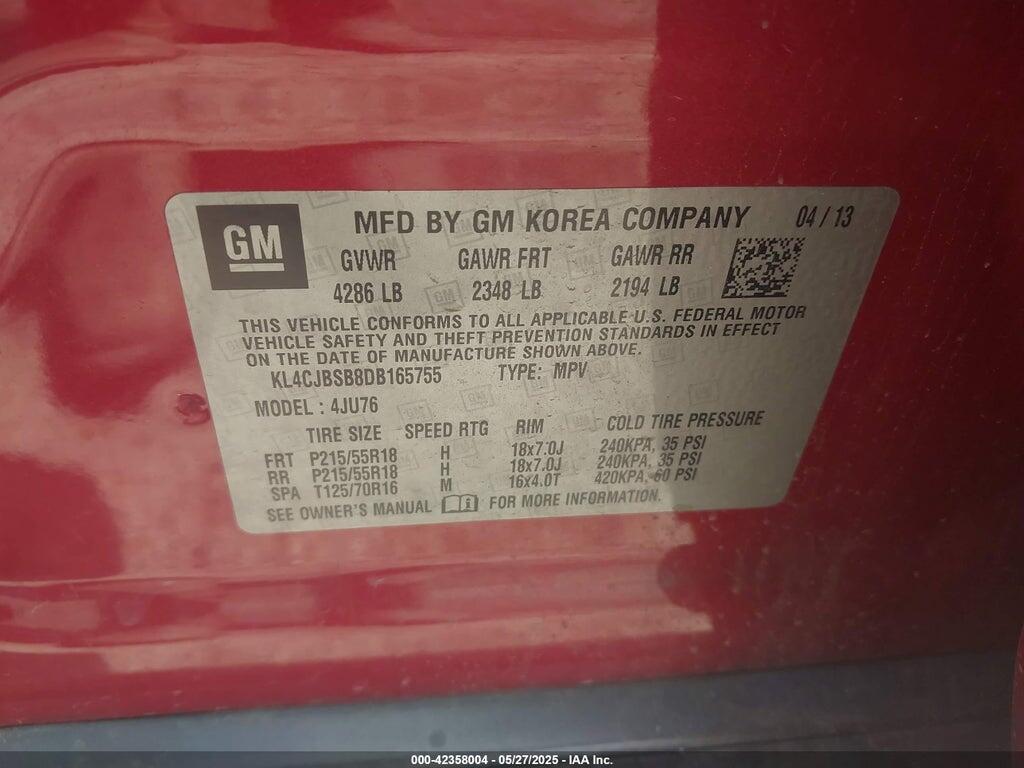 KL4CJBSB8DB165755 2013 BUICK ENCORE photo no. 9