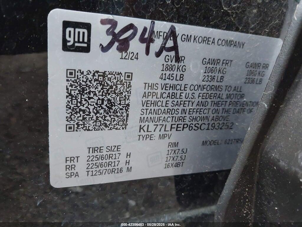 KL77LFEP6SC193252 2025 CHEVROLET TRAX photo no. 9