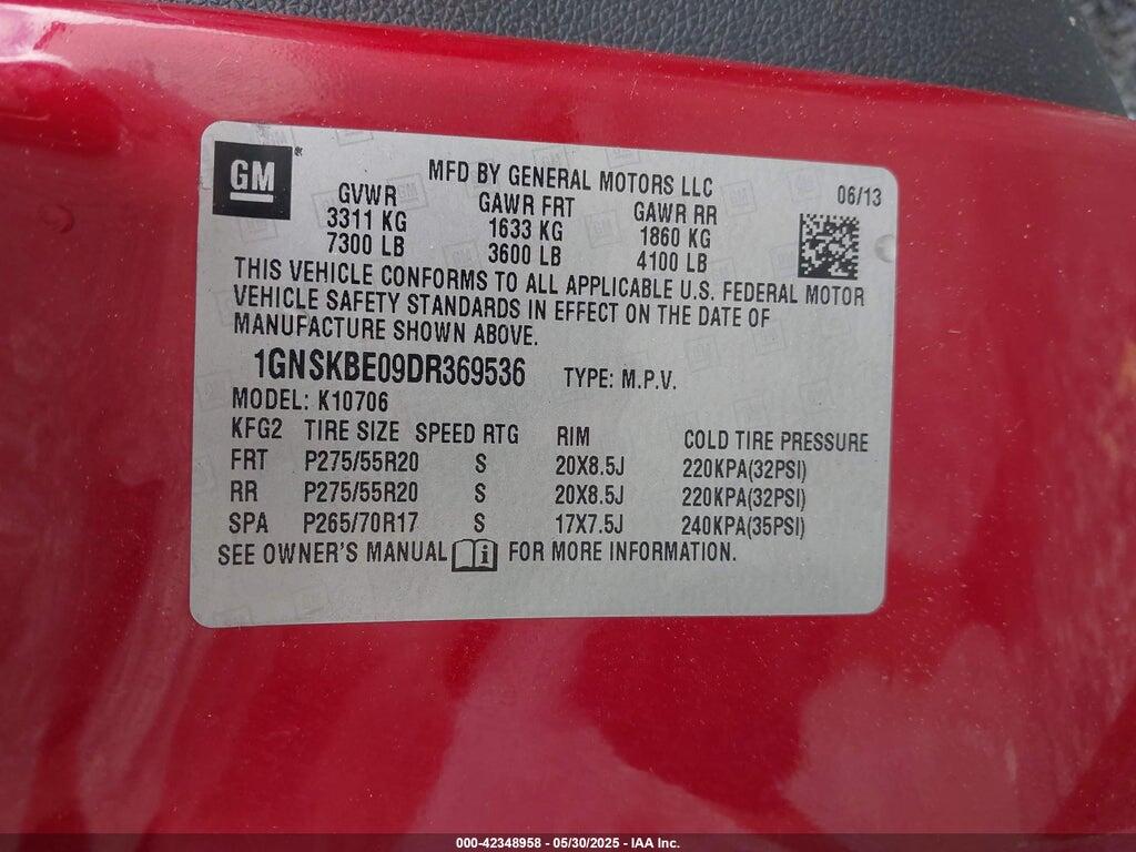 1GNSKBE09DR369536 2013 CHEVROLET TAHOE photo no. 9
