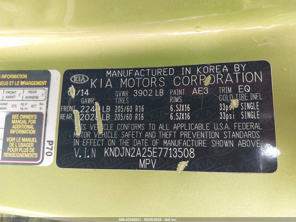 KNDJN2A25E7713508 2014 KIA SOUL photo no. 9