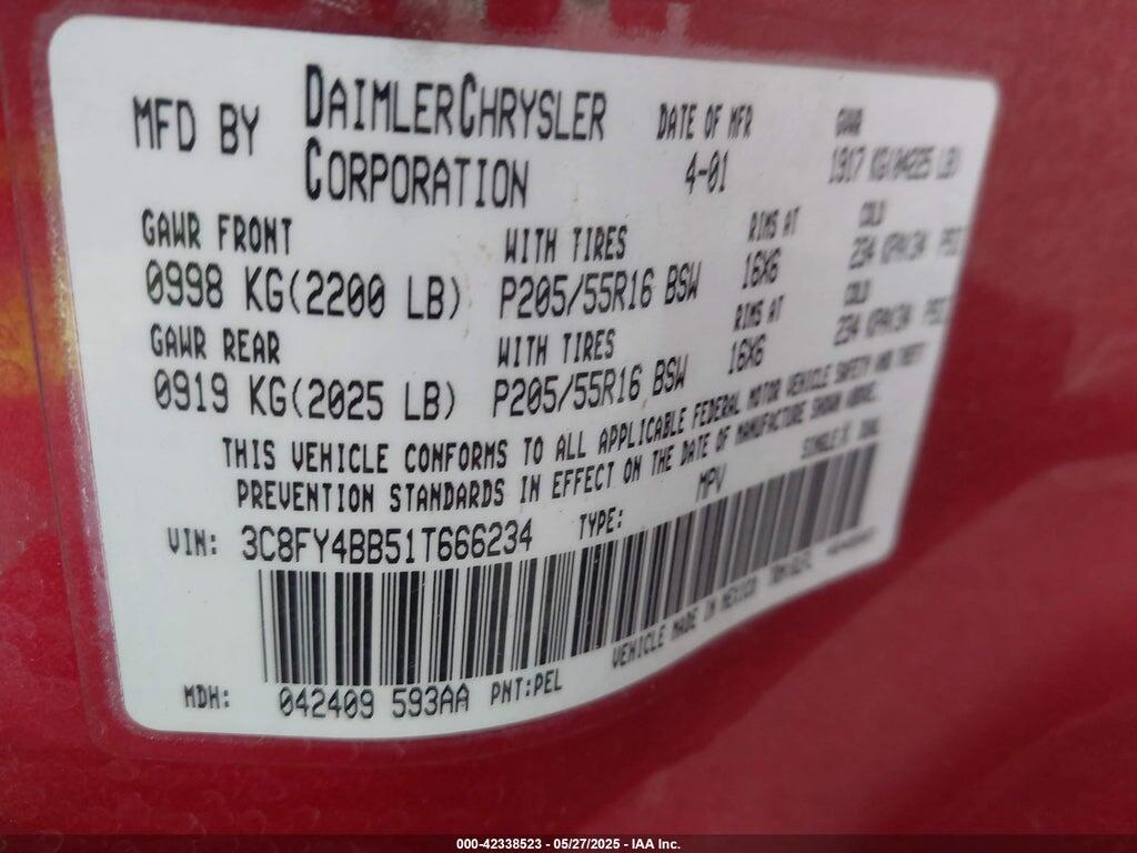 3C8FY4BB51T666234 2001 CHRYSLER PT CRUISER photo no. 9