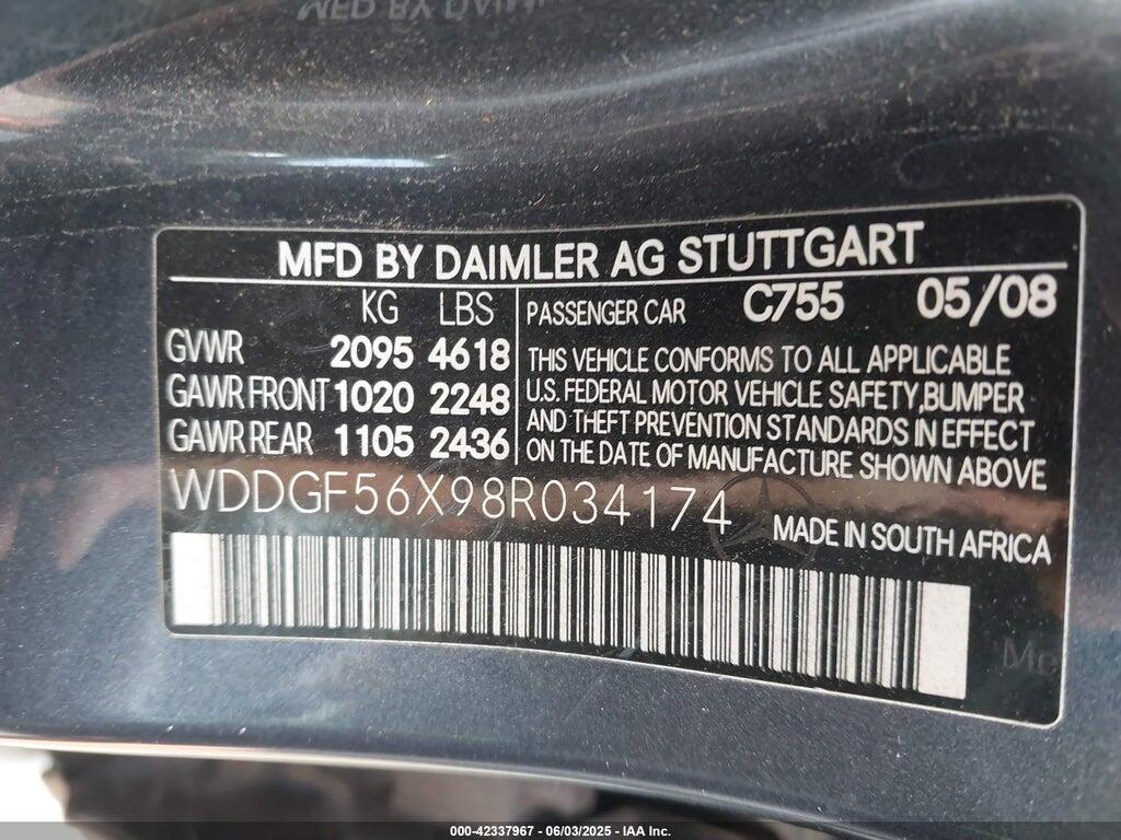WDDGF56X98R034174 2008 MERCEDES-BENZ C 350 photo no. 9