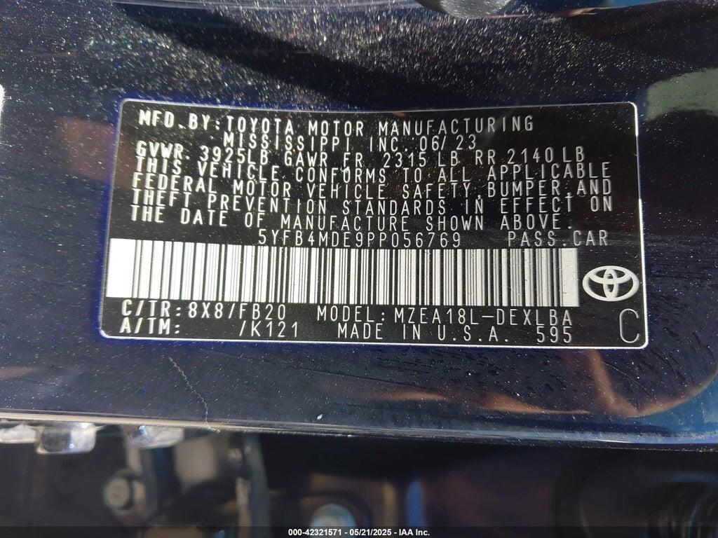 5YFB4MDE9PP056769 2023 TOYOTA COROLLA photo no. 9