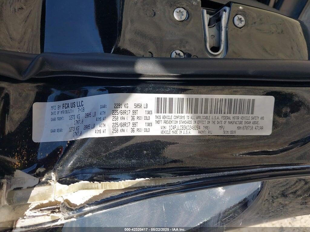 1C4PJLCB3KD248264 2019 JEEP CHEROKEE photo no. 9