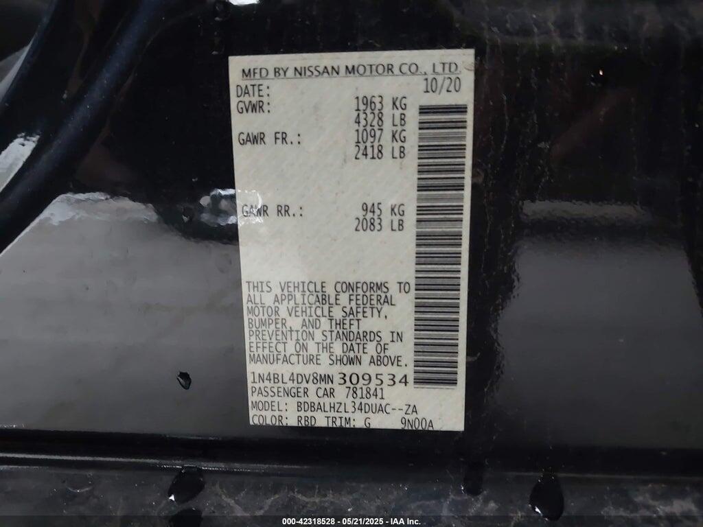 1N4BL4DV8MN309534 2021 NISSAN ALTIMA photo no. 9