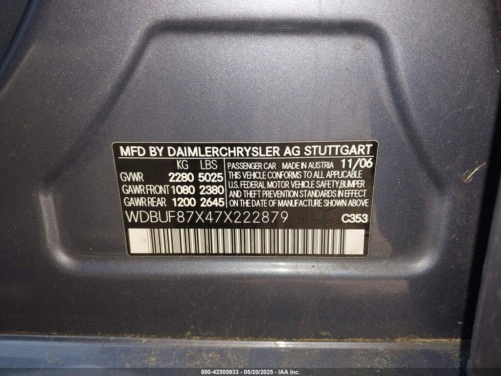 WDBUF87X47X222879 2007 MERCEDES-BENZ E 350 photo no. 9