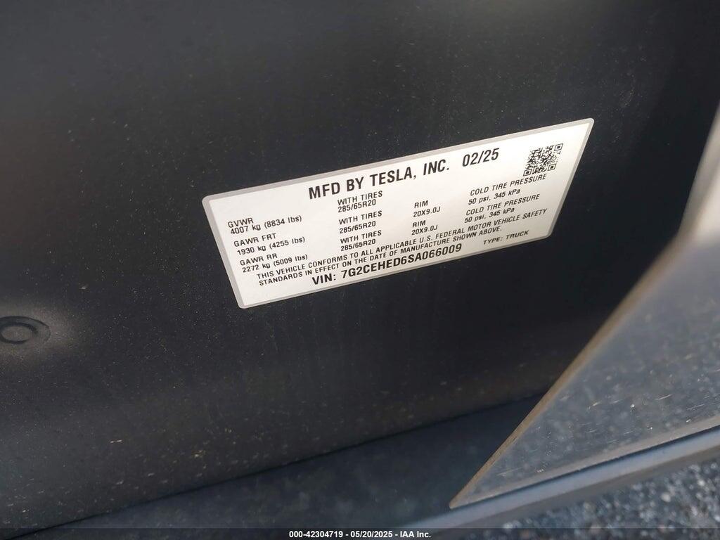 7G2CEHED6SA066009 2025 TESLA CYBERTRUCK photo no. 9