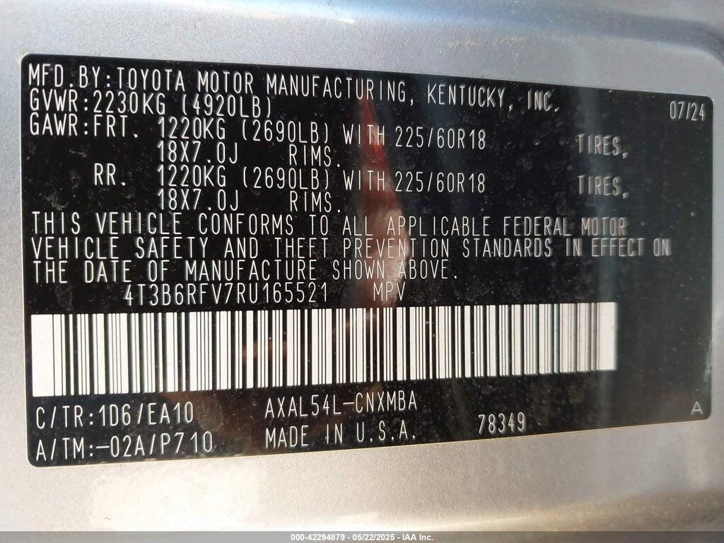 4T3B6RFV7RU165521 2024 TOYOTA RAV4 HYBRID photo no. 9