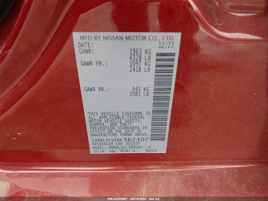 1N4BL4CV1RN362407 2024 NISSAN ALTIMA photo no. 9