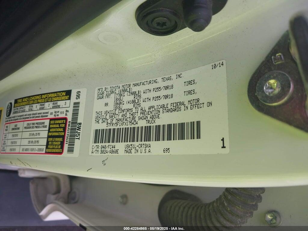 5TFRY5F1XFX175434 2015 TOYOTA TUNDRA photo no. 9