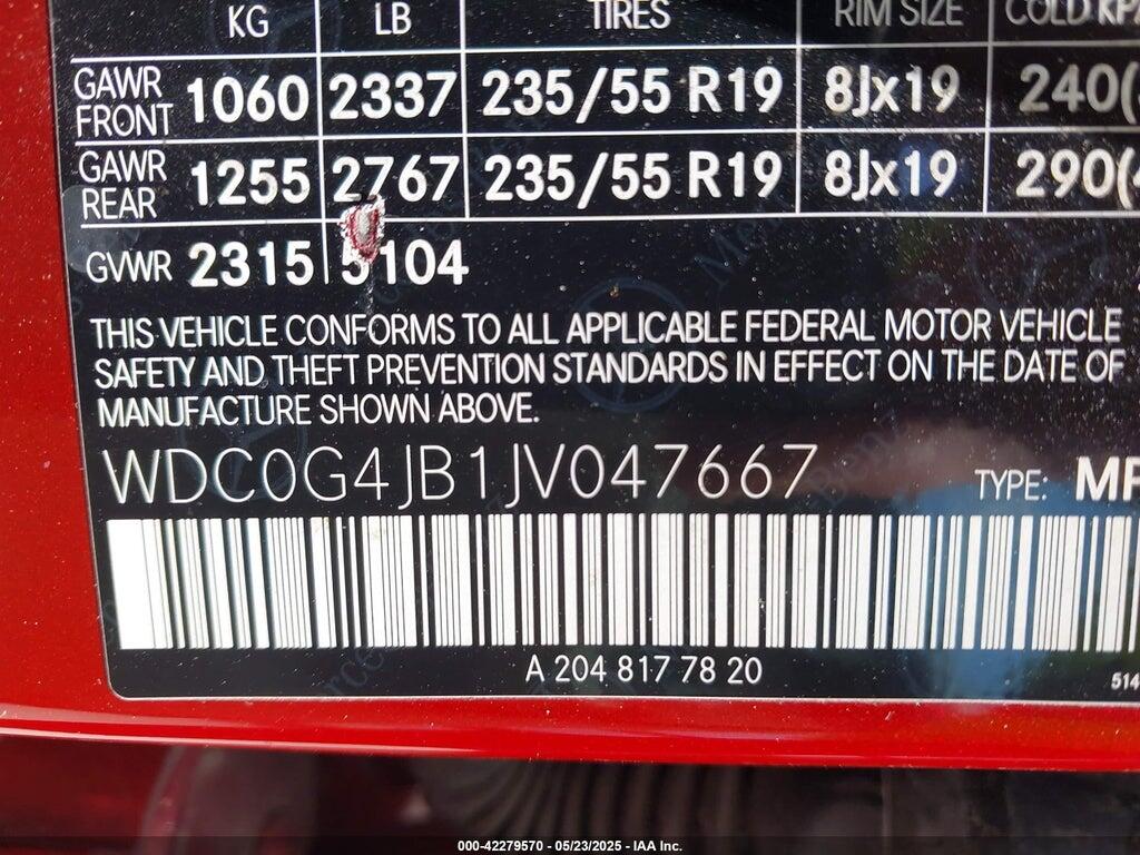WDC0G4JB1JV047667 2018 MERCEDES-BENZ GLC 300 photo no. 9