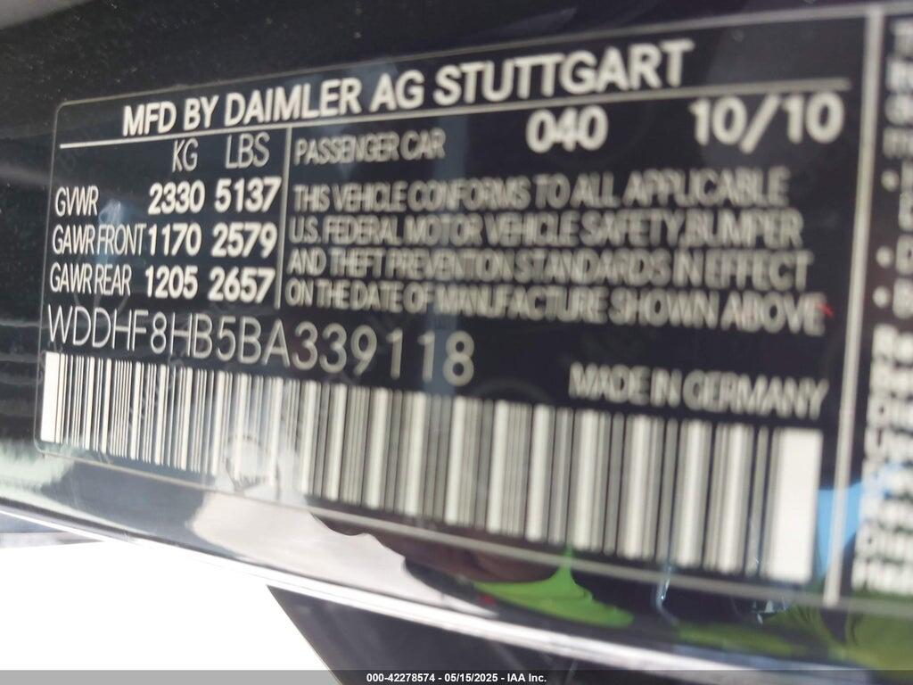 WDDHF8HB5BA339118 2011 MERCEDES-BENZ E 350 photo no. 9