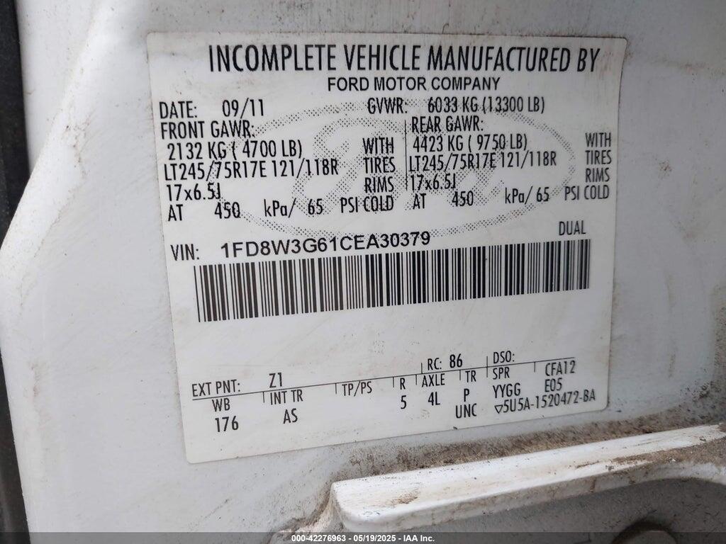 1FD8W3G61CEA30379 2012 FORD F-350 CHASSIS photo no. 8