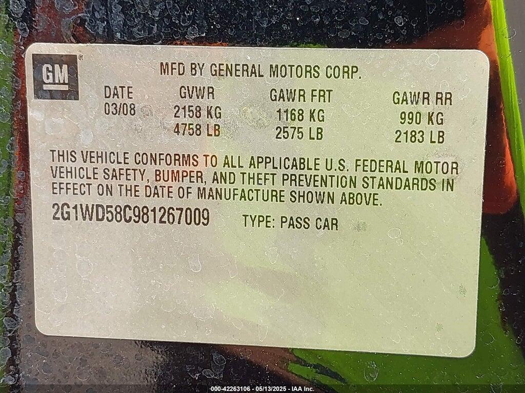2G1WD58C981267009 2008 CHEVROLET IMPALA photo no. 9