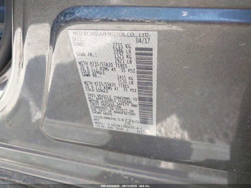 5N1DL0MN2HC547260 2017 INFINITI QX60 photo no. 9