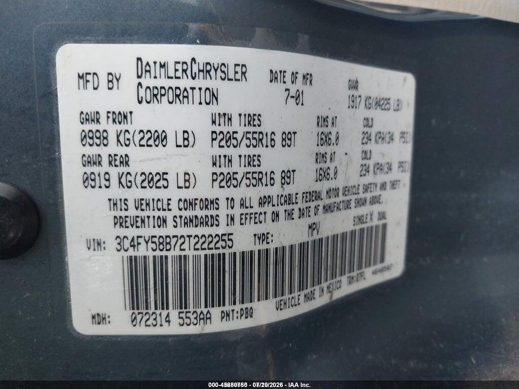 3C4FY58B72T222255 2002 CHRYSLER PT CRUISER photo no. 9