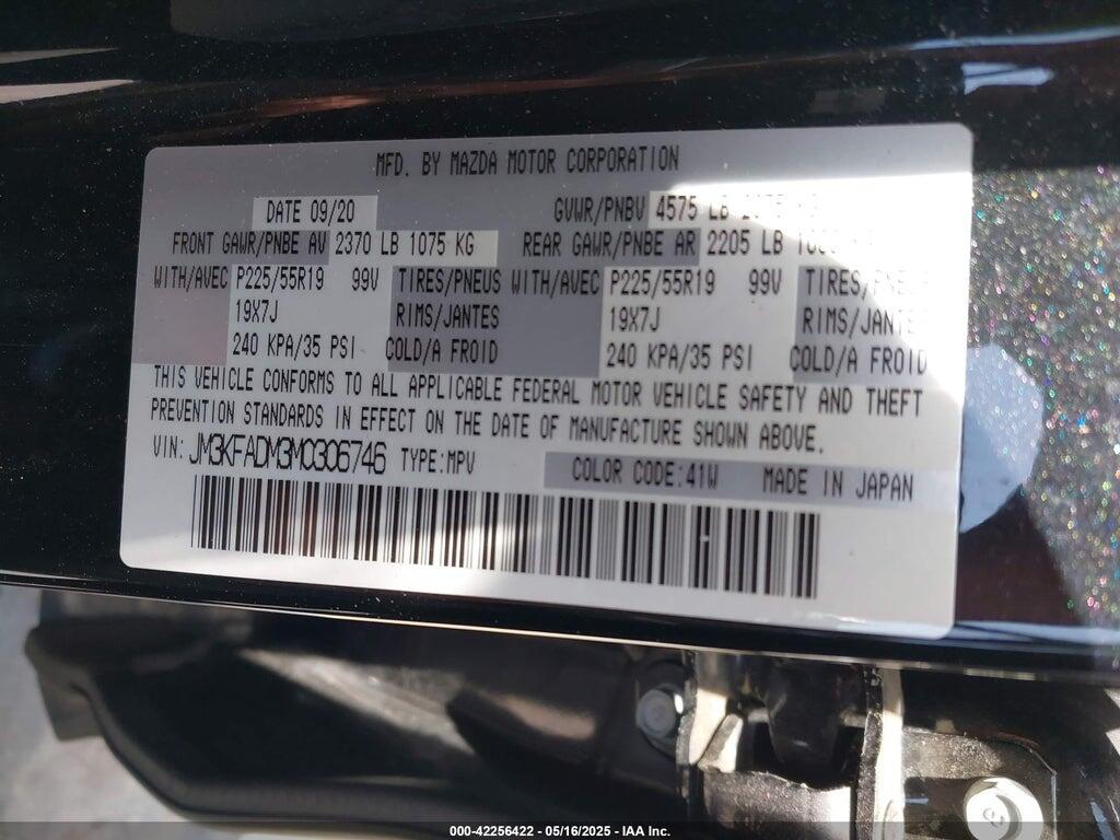 JM3KFADM3M0306746 2021 MAZDA CX-5 photo no. 9