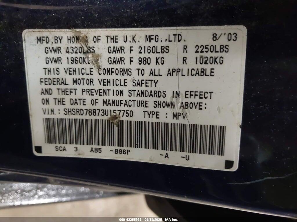 SHSRD78873U157750 2003 HONDA CR-V photo no. 9