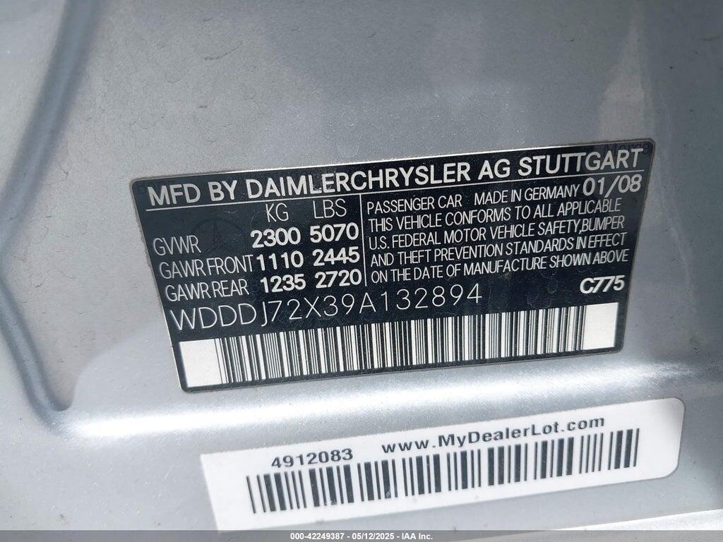 WDDDJ72X39A132894 2009 MERCEDES-BENZ CLS 550 photo no. 9