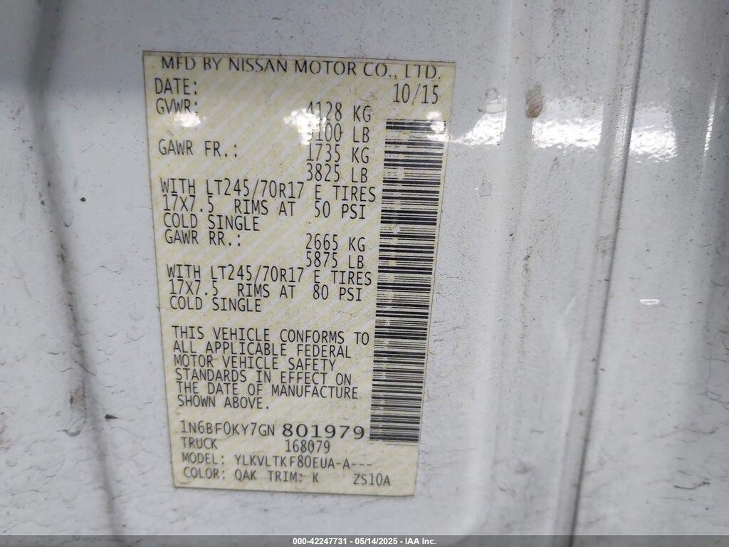 1N6BF0KY7GN801979 2016 NISSAN NV CARGO NV2500 HD photo no. 9