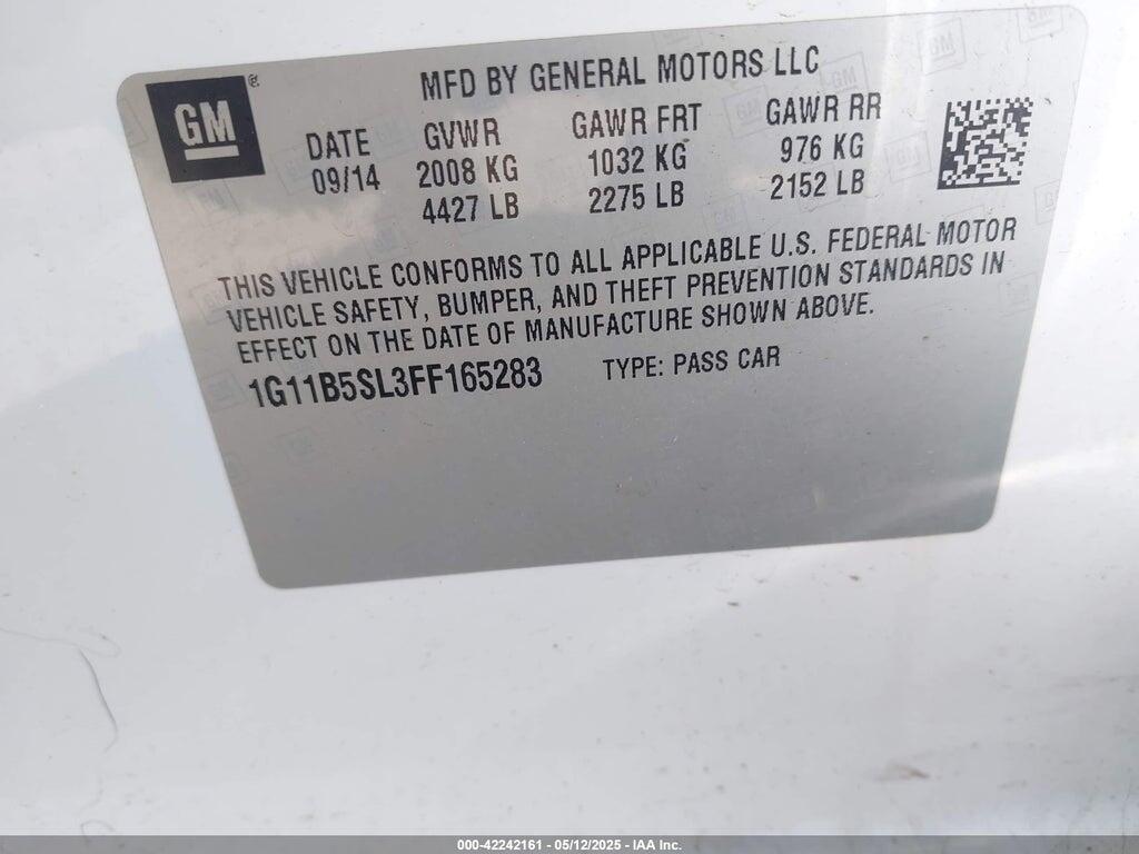 1G11B5SL3FF165283 2015 CHEVROLET MALIBU photo no. 9