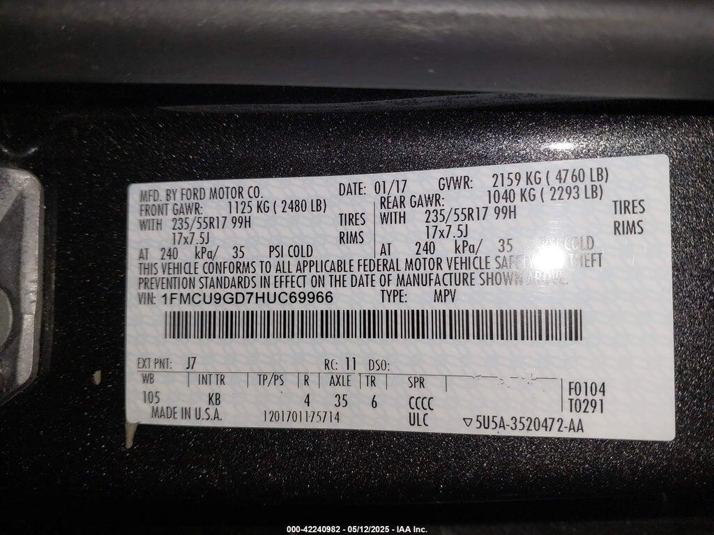 1FMCU9GD7HUC69966 2017 FORD ESCAPE photo no. 9