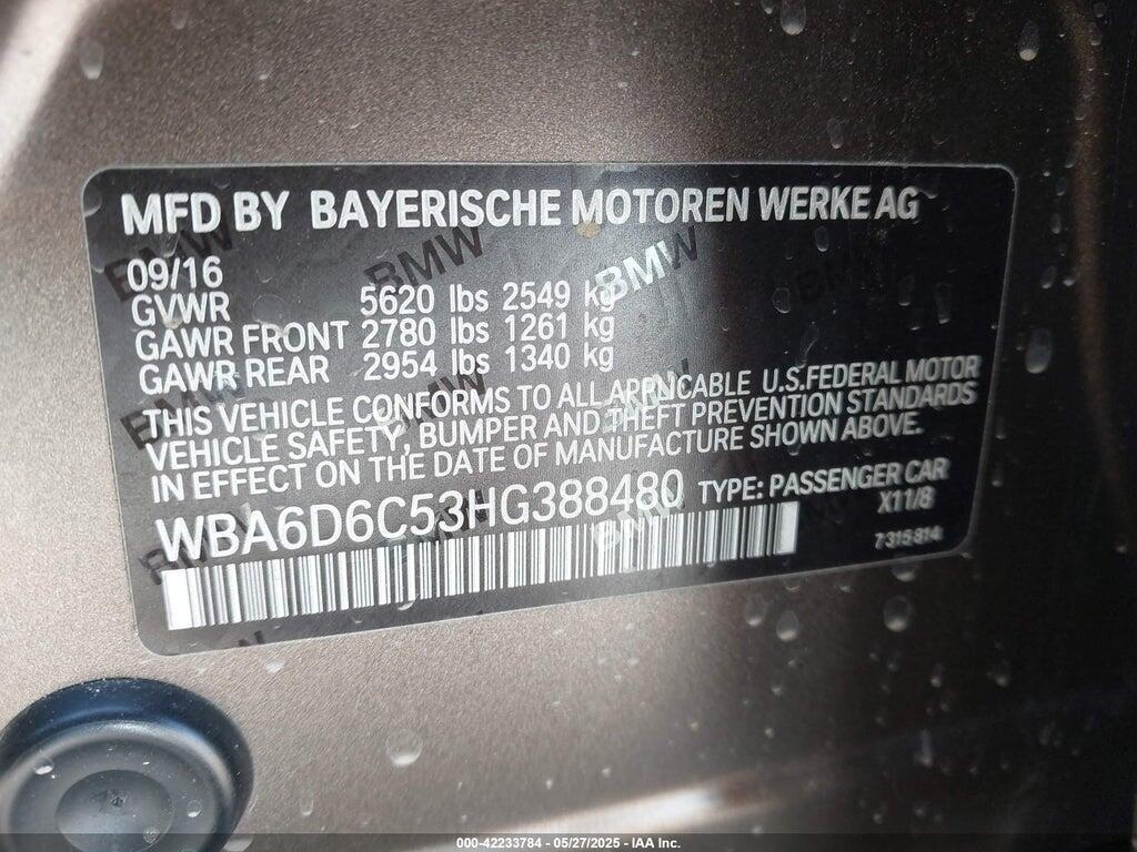 WBA6D6C53HG388480 2017 BMW 650I GRAN COUPE photo no. 9
